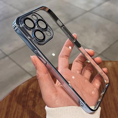 Luxury Electroplated Hard PC Case For iPhone 16 E 11 12 13 14 15 Pro Max Plus Shockproof Transparent Back Cover Coque Shell Capa