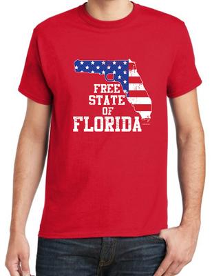 Florida Gun T-shirt American Flag 2nd Amendment Free State of Florida Shirts Men Unisex T-Shirt