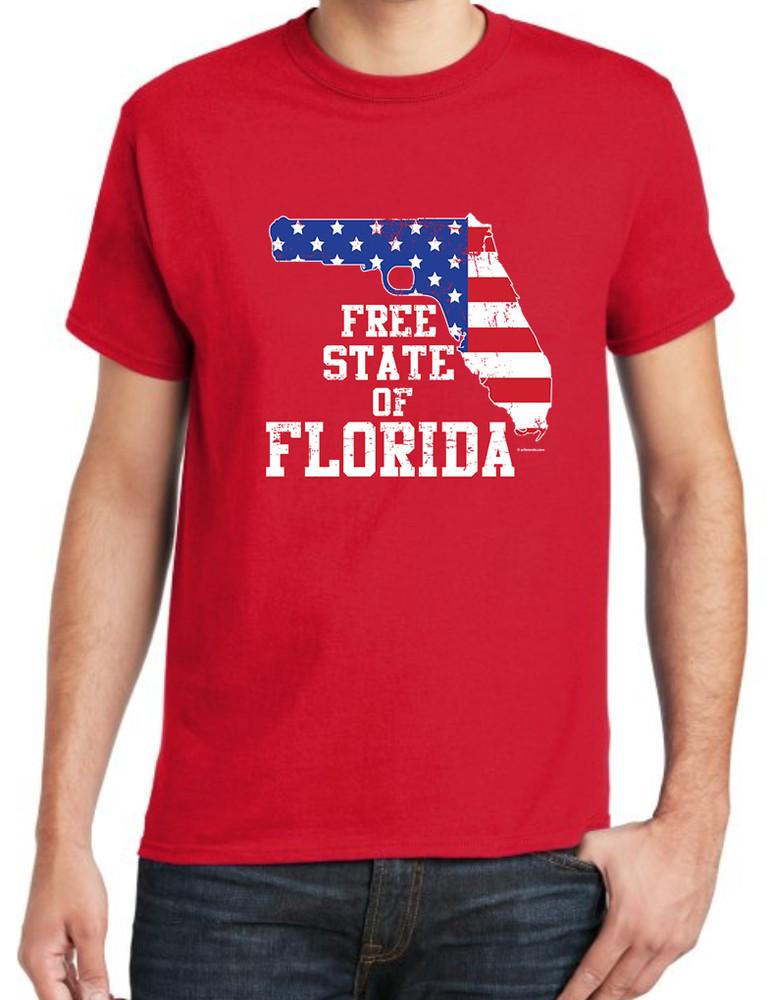 Florida Gun T-shirt American Flag 2nd Amendment Free State of Florida Shirts Men Unisex T-Shirt XXXL