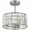 Semi Flush Mount Modern Crystal Chandelier Ceiling Light, Crystal Ceiling Light Fixture with E14 Base, Silver Tone