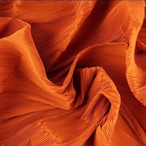 

Pleated Fabric By The Meter for Diy Wedding Decorative Sewing Fold Texture Design Cloth Soft Plain Black White Polyester Textile 100cmX150cm помаранчевий