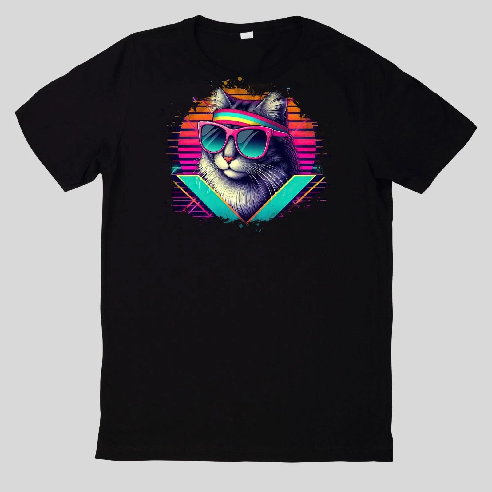 T-Shirt Aquarell Retro coole Katzen XXXXL