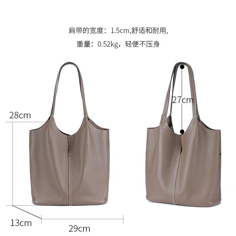 Leather Women's Bags, New Tote Bags, Large-capacity Women's Versatile Shoulder Bags, High-end Commuting Fashion Bucket Bags
