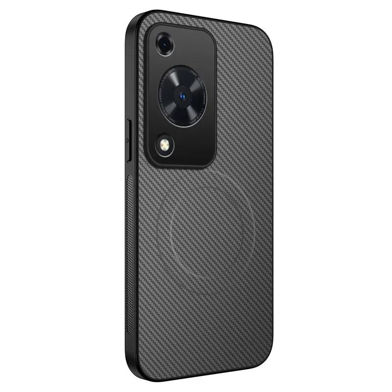 

Магнитный силиконовый чехол для Huawei nova Y73 Y72S Y91 Беспроводная зарядка Текстура кожи из углеродного волокна Противоударный чехол Чехлы для телефонов For Huawei nova Y72 серый