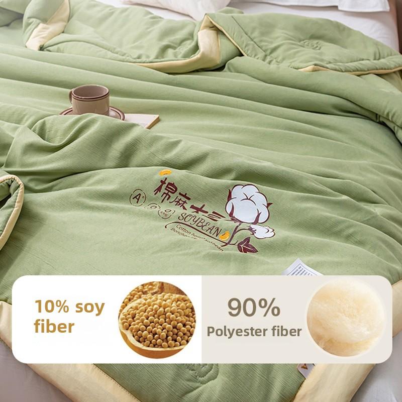 Summer Cool Quilt Double Layer Yarn Air Conditioning Blanket Cotton Linen Soybean Student Dormitory Blanket For Queen King Bed