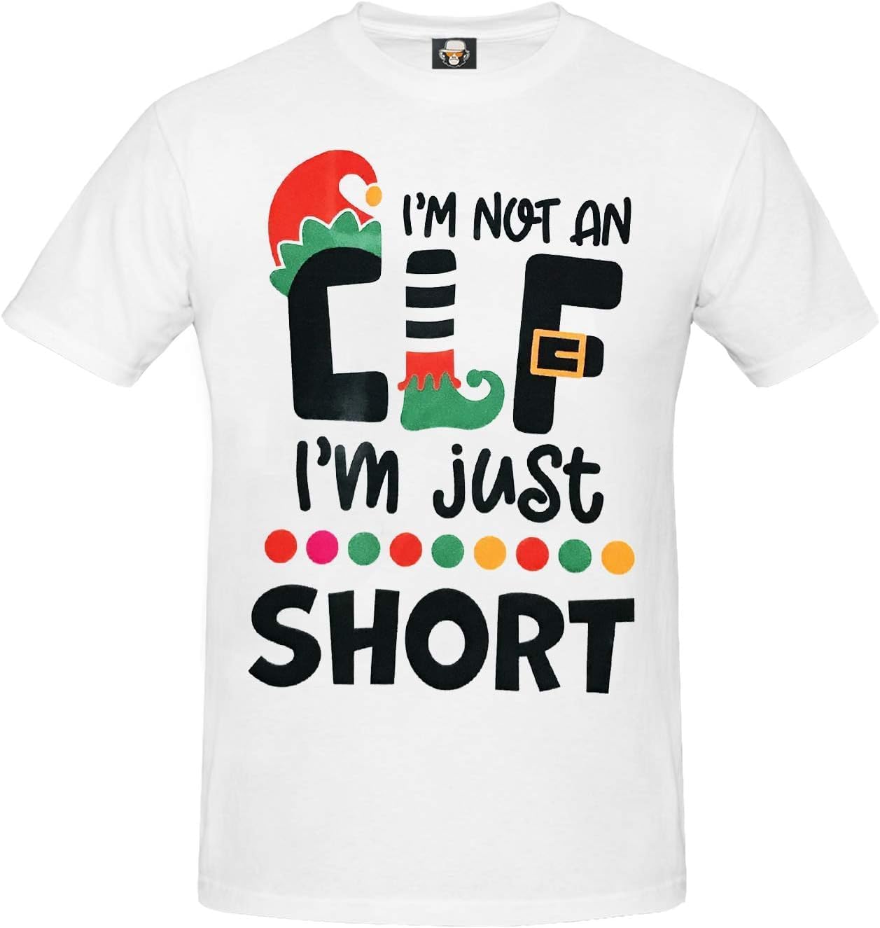 I m NOT an ELF I m JUST Short White T-Shirt Funny Santa Joke L чёрный