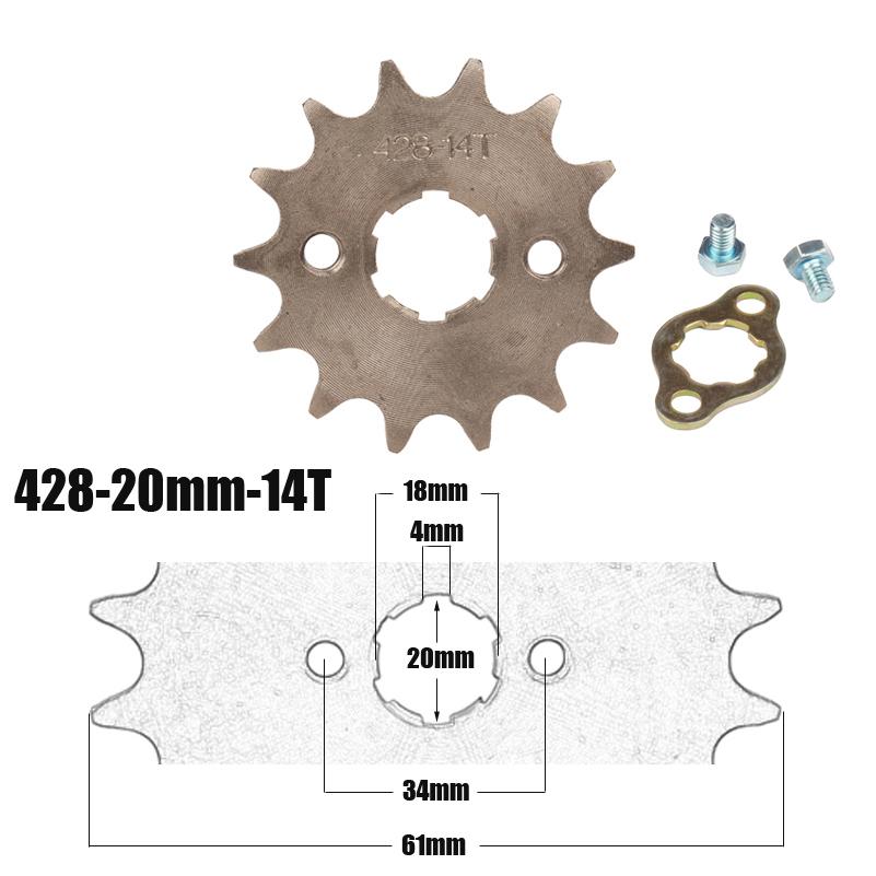 428# 20mm 10 11 12 13 14 15 16 17 18 19 T Teeth Front Engine Chain Sprocket For Dirt Pit Bike Monkey ATV Quad Go Kart