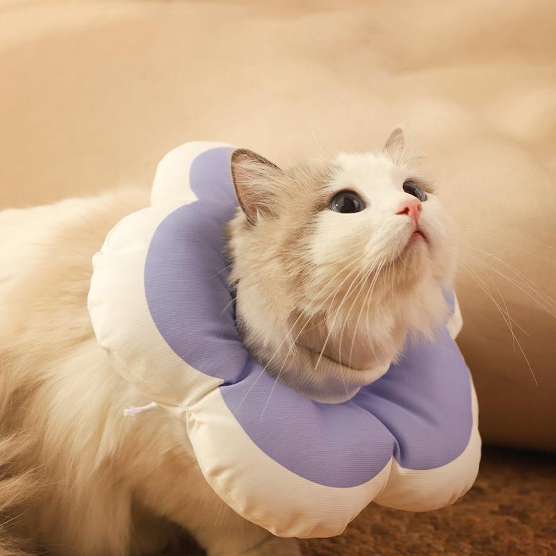 Cat Dog Recovery Collar Cute Flower Cone Elizabethan Collar for Small Medium Dogs Cats Anti-Bite Lick Adjustable Pet E-Collar