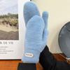 Warm Full Finger Mittens Plush Cycling Driving Gloves Solid Color Solid Color Gloves  Female