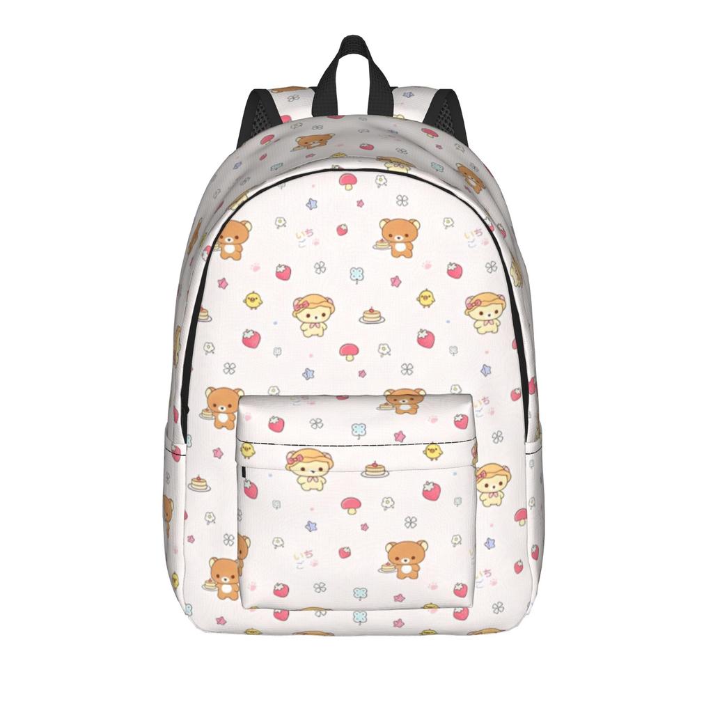 Pink Rilakkumas Cartoon Backpack for Men Women Teenage Student Work Daypack Laptop Canvas Bags Durable