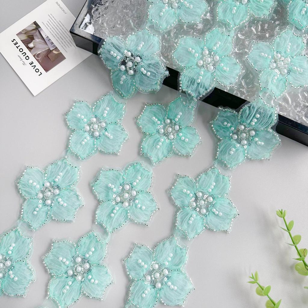 8Cm Multi-Color Bead Three-Dimensional Flower Lace Clothing Hair Accessories Dress Lolita Decorative Lace Accessories