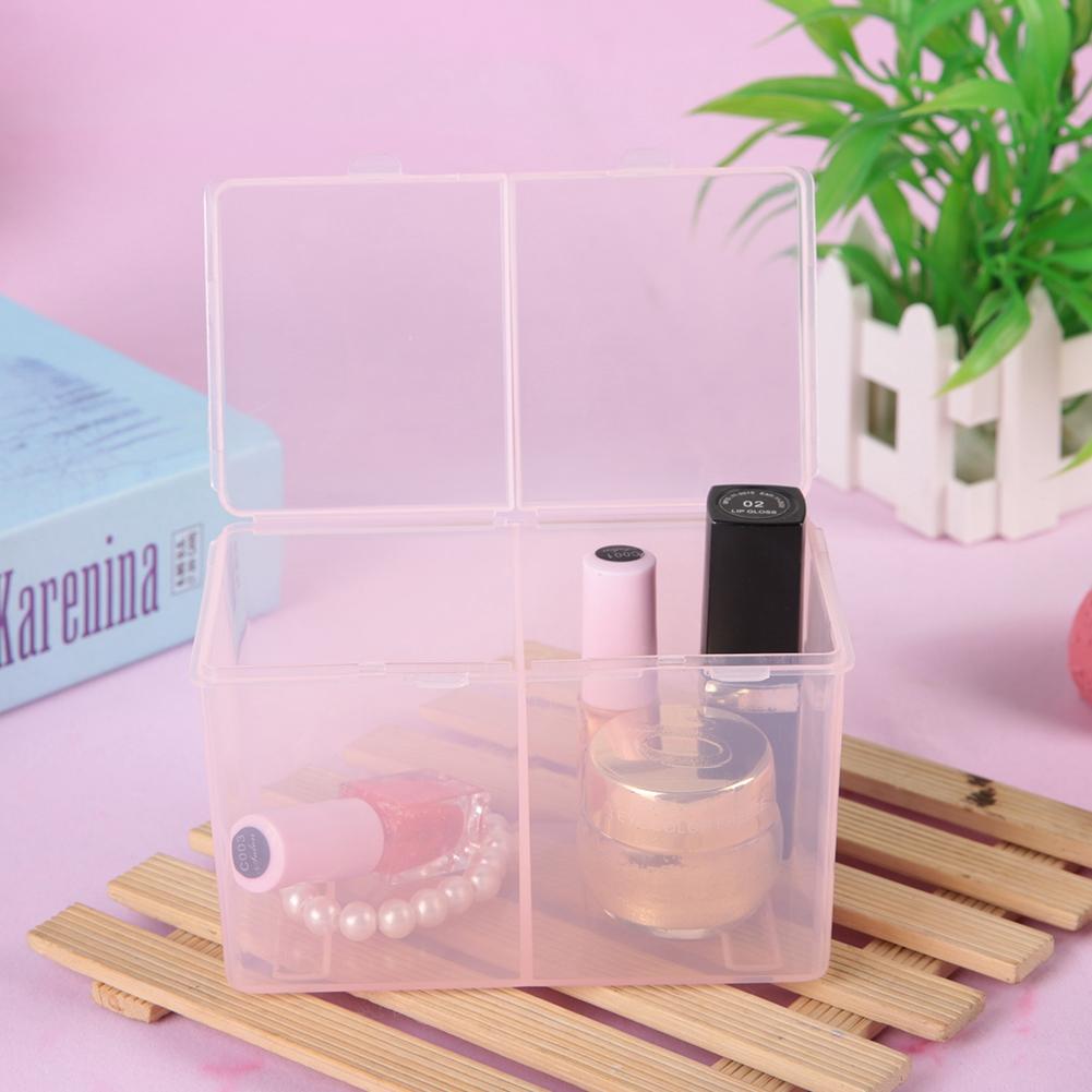 Cotton Pads Container, Nail Polish Glitter Powder   Storage Box, Waterproof Plastic, for UV Gel, Rhinestones, Pink Color
