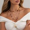 Heart Shaped Pendant Necklace - Multi-layer Bead Flower Design, Women's Exquisite and Elegant Set, Multi-functional Daily Commuting Without Fading