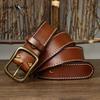 Fashionable Retro Leather Belt for Men Genuine Leather Pure Cowhide Copper Buckle Casual Jeans Belt