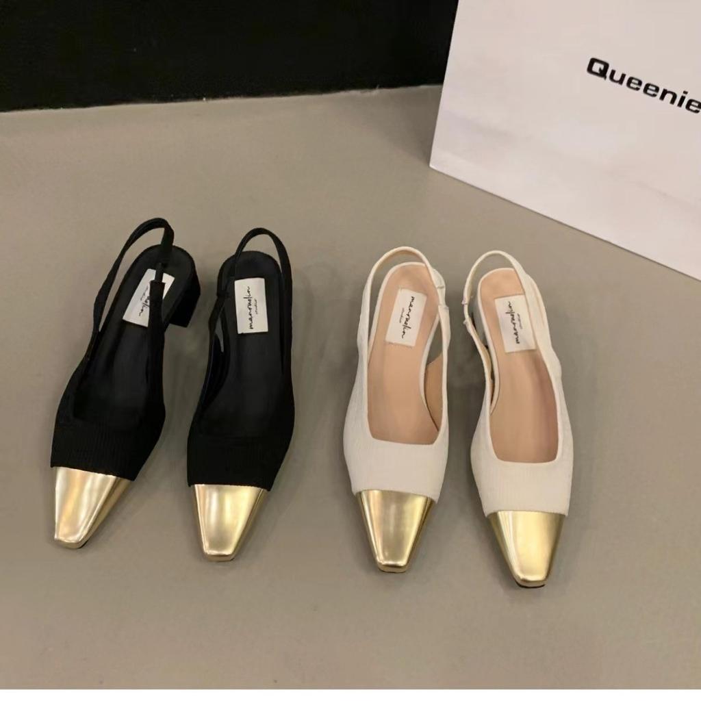 New Women's Low Heel Shoes Women's Dress Shoes Mid Heel Wedding Sandals All Matching Pointed Princess Shoes