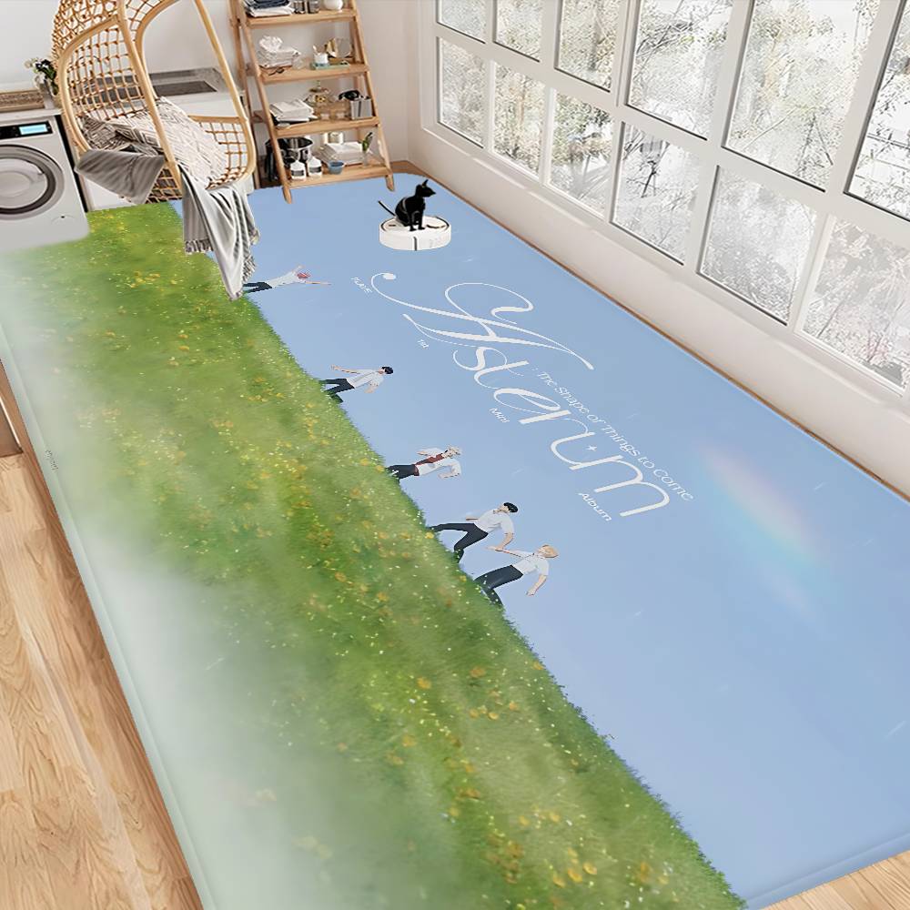 Kpop P-PLAVE Long Rugs Cheaper Anti-slip Modern Living Room Balcony Printed Bedside Area Rugs
