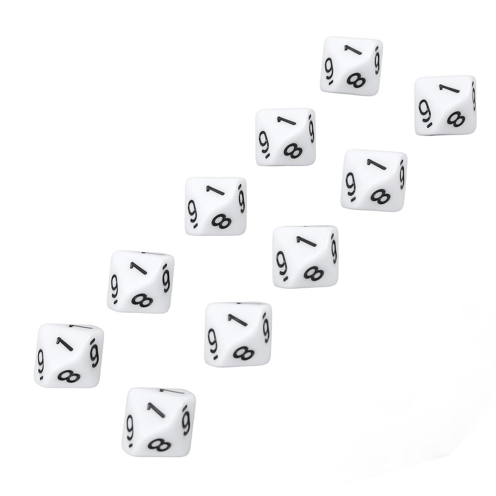 20Pcs Dice 10 Sided Plastic Number Dice Home Decoration Ornament Game Accessory for Party White