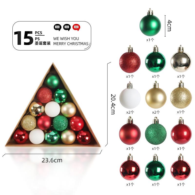 

Набор рождественских шаров 4 см – 15 штук, блестящий хромированный пластиковый набор украшений красного, зеленого и золотого цветов, новинка, украшения для праздничной елки