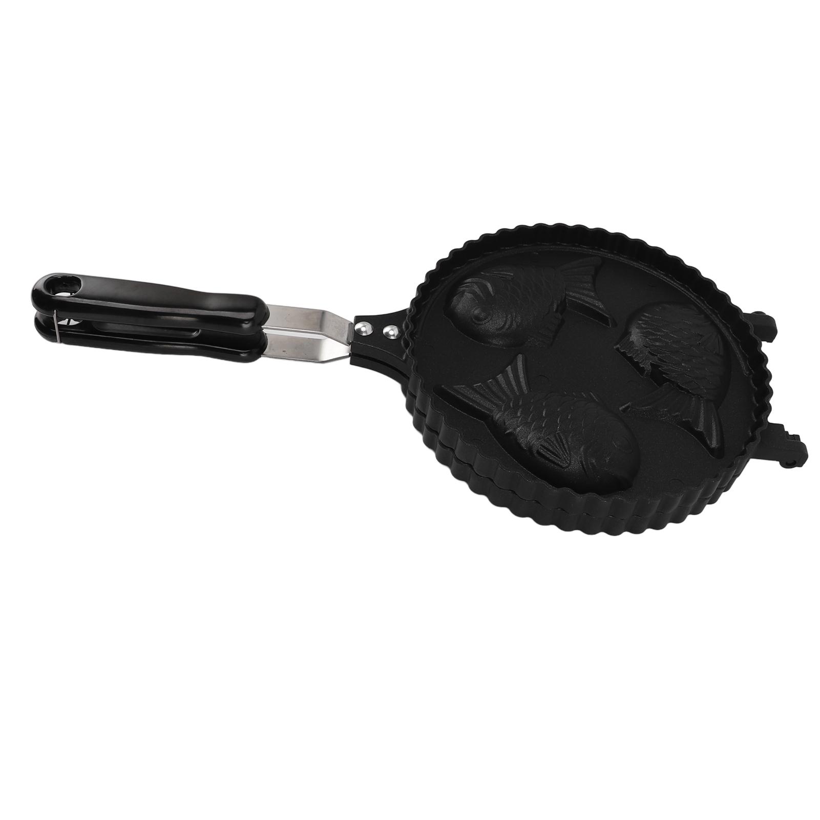 

Fish Waffle Maker Pan 3 Fish Cute Aluminum Uniform Heating Double Sided Taiyaki Pan for Home Snack Bars L