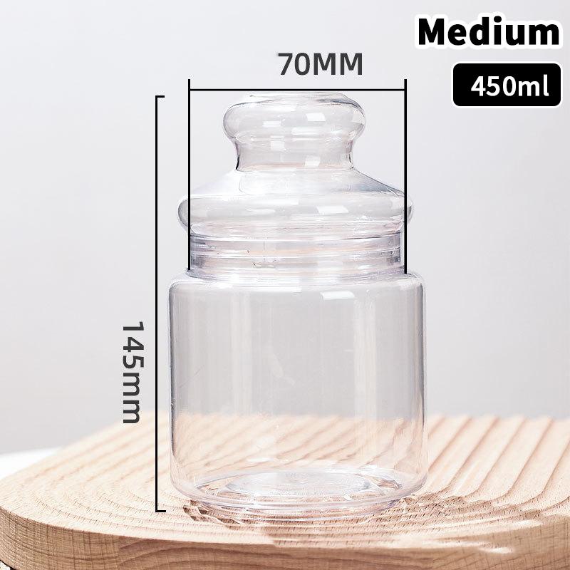 1Pcs Clear Plastic Food Storage Jar, Reusable Snack Candy Cookie Container, Kitchen Desktop Organizer Canister