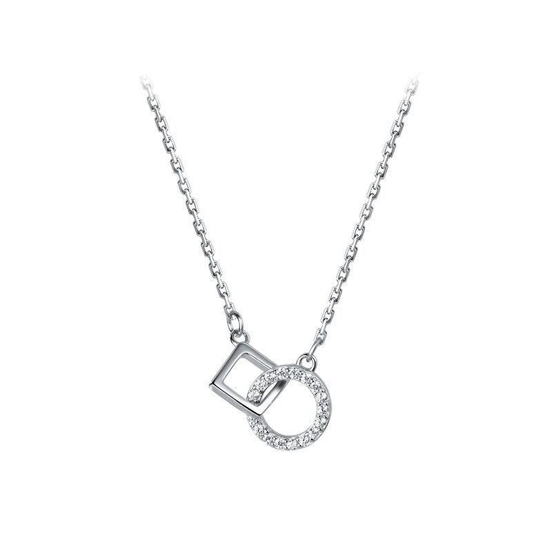Minimalist And Unique Design Interlocking Round And Square Necklace For Women Minimalist And Understated Geometric Clavicle