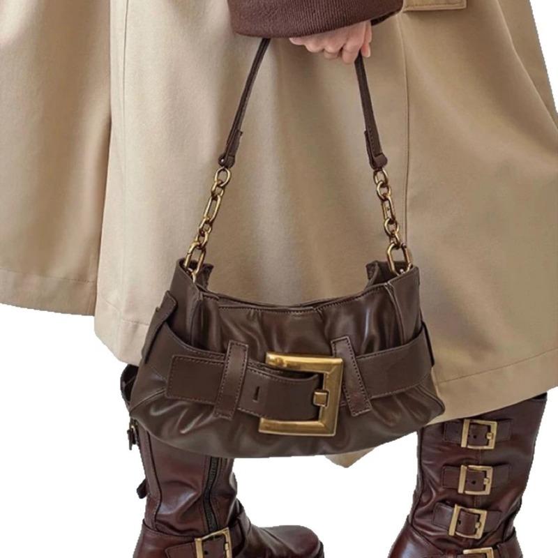 Sac cabas avec boucle de ceinture en métal, design de niche, sac à bandoulière polyvalent, sac sous le bras à la mode