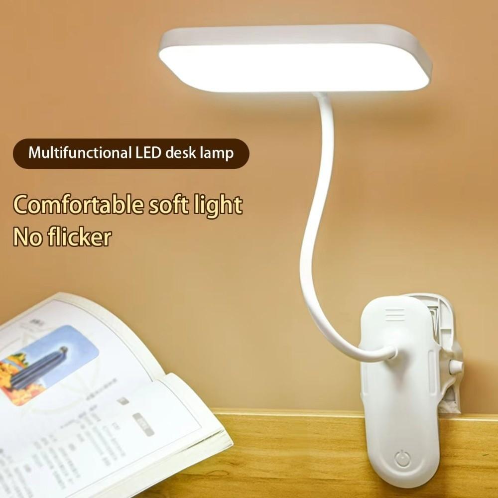Flexible Bedroom Table Lamp Touch Dimming Reading Lamp with Clip Clamp Night Light School/Office