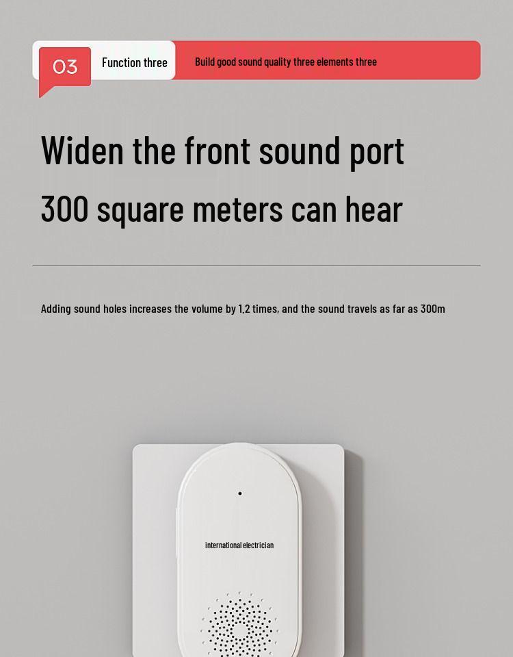 Schwarze kabellose Türklingel mit Fernbedienung, Große Reichweite, Bohrfrei, Eins-zu-Zwei-Heimsystem