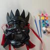 Blank Nuo Operas Mask with Pigment Drawing Brush Photo Ribbon Set DIY Unpainted Masquerade Mask Set Blank Paintable Mask