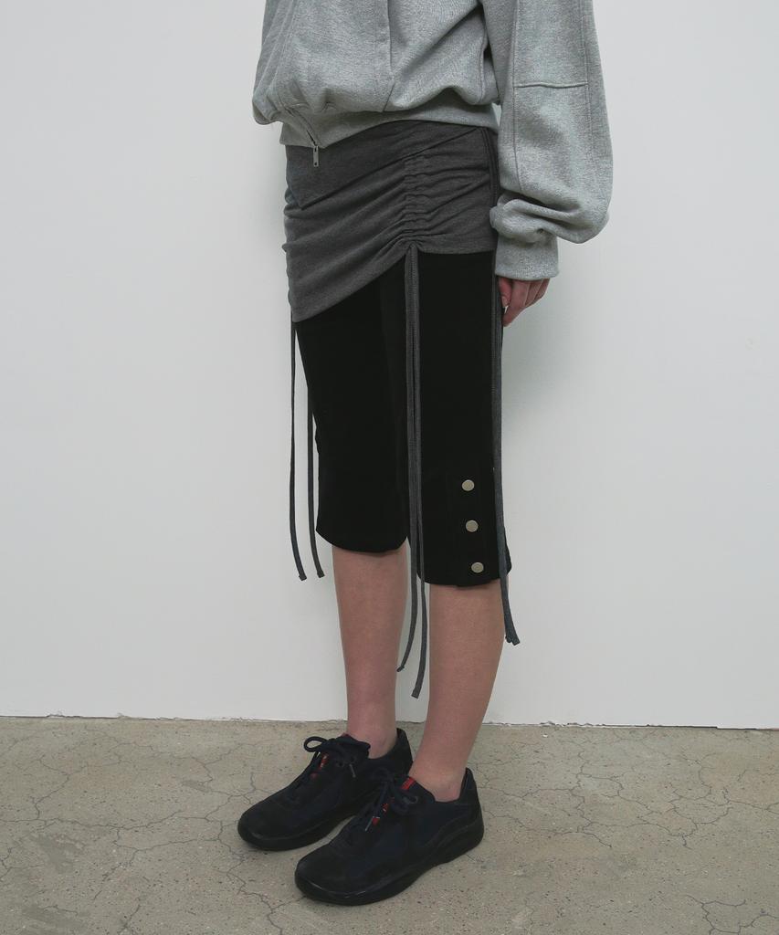 Saendeulig Layered String Mini Skirt_Charcoal