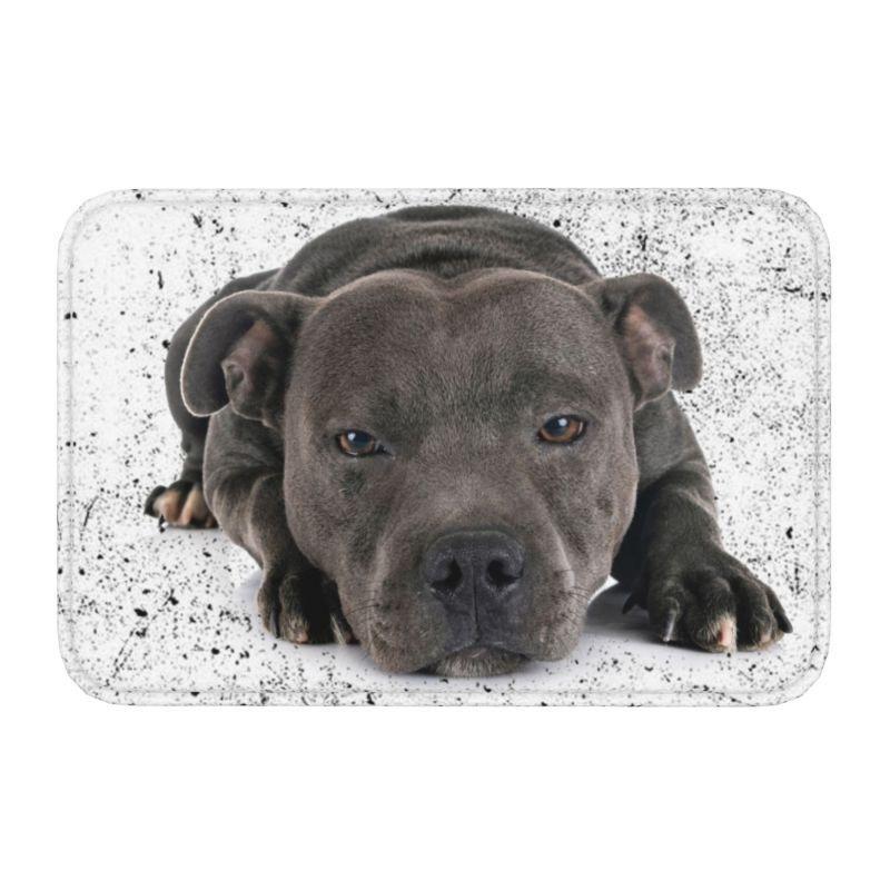 Starry Night Oil Painting Bull Terrier Carpet Mat Anti-Slip Rubber Backing Rug for Pet Lover Home Decoration Artistic Anime Rug