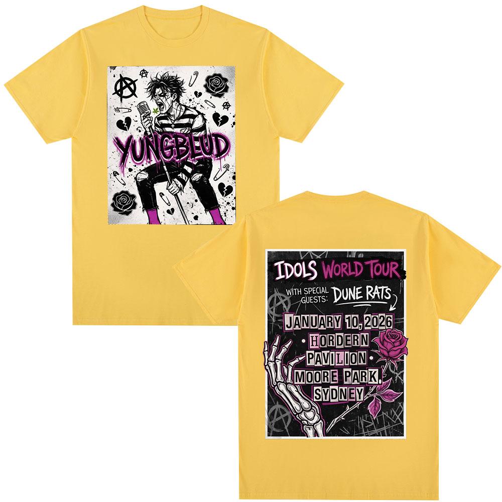 Sänger Yungblud IDOLS World Tour 2026 T-Shirts Herrenbekleidung Mode Hip Hop Kurzarm T-Shirt Baumwolle Sommer T-Shirt Oberteile