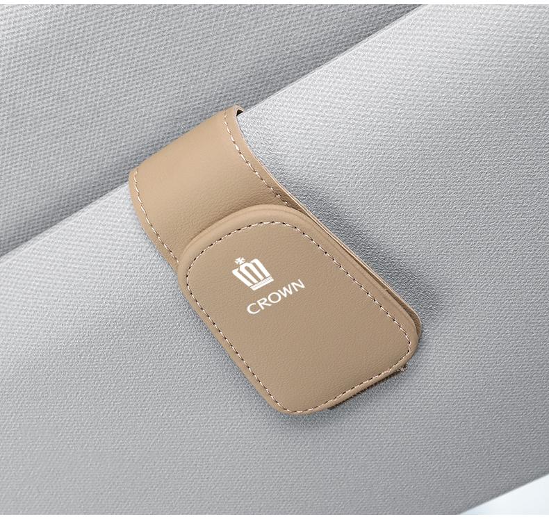 Car Accessories Sun Visor Sunglasses Holder PU leather Glasses Clip For Toyota Corolla Yaris Aygo Prius CHR Camry Auris Avensis