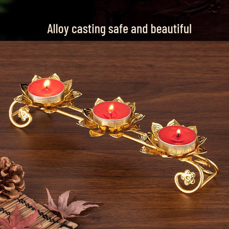 Buddhist Lotus Ghee Oil Lamp Holder for Home Offering