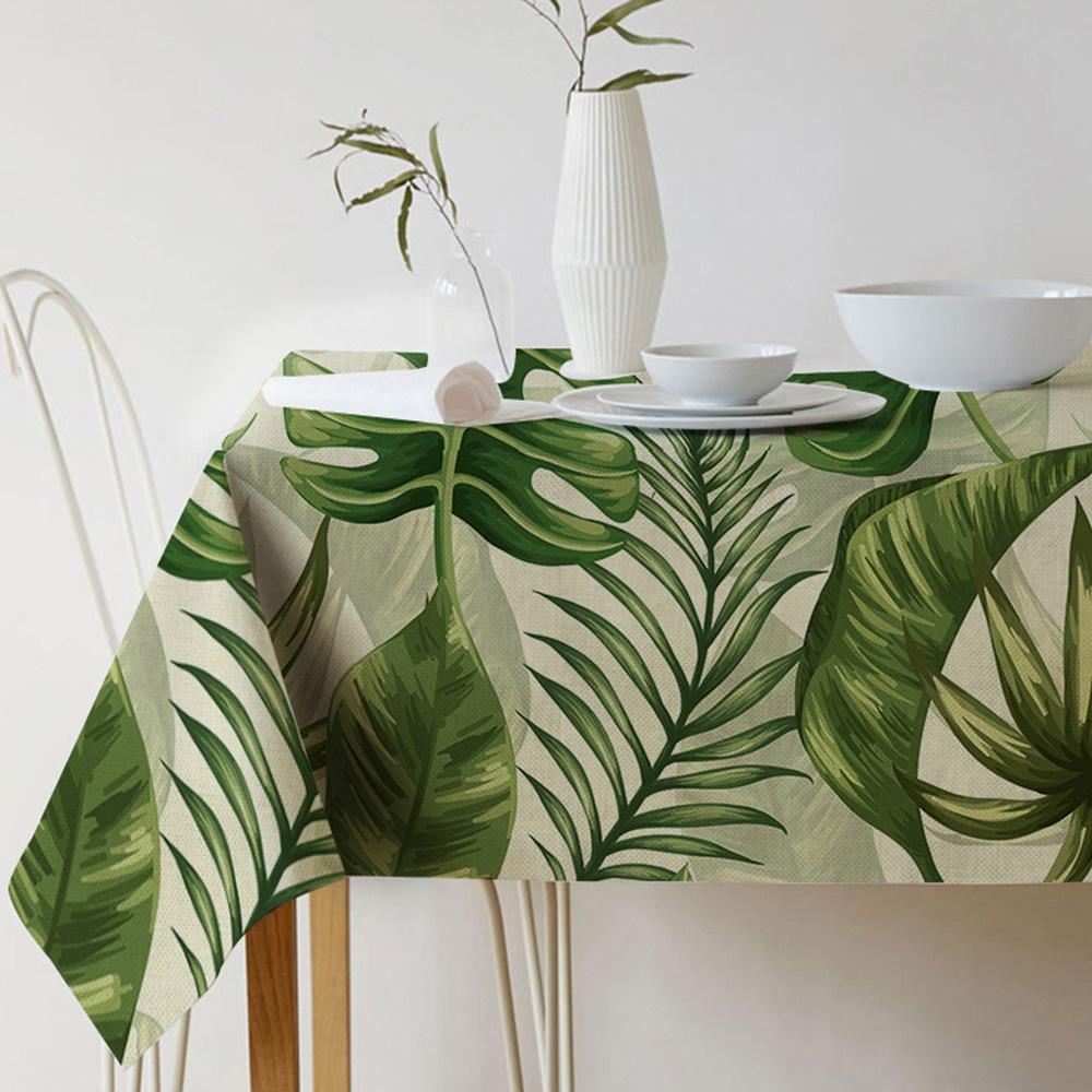 Nordic Style Tablecloth Home Kitchen Party Rectangular Table Cloth Tropical Plants Leaf Flower Print Waterproof Decorative Table Cover