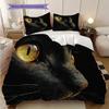 Black Cat Pattern Bedding Quilt Set Quilt Cover Pillowcase Home Decoration Birthday Gift (1 * Duvet Cover + 2 * Pillowcase, Without Core)