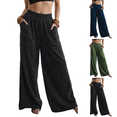 Pantaloni largi casual și la modă pentru femei, colorați, cu buzunare