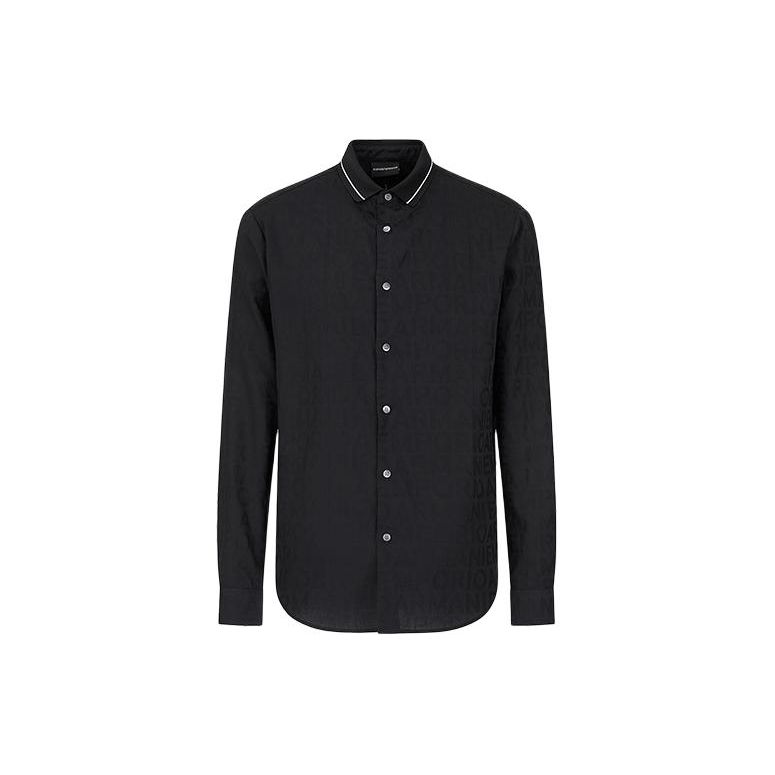 Emporio Armani Simple Solid Color Single-Breasted Long Sleeve Shirt Men shirts Navy-Blue 6K1CD2-1NI5Z-F048