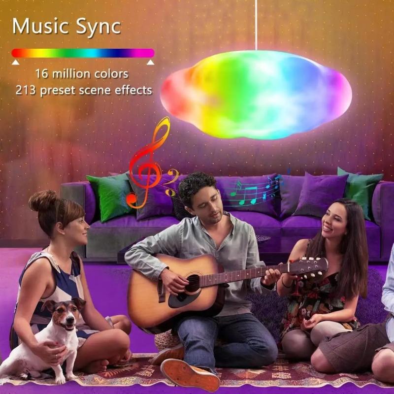RGB LED Cloud Lights APP&Remote Control,Music Sync 3D Lightning Night Lamp for Bedroom Gaming Room Ceiling Party Wedding Decor