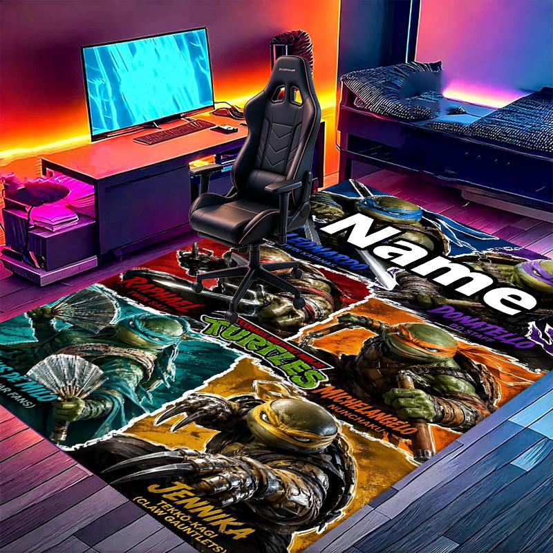 Custom Name Personalized Teenage Mutant Ninja Turtles Print Carpet, Versatile Home Decor Rug, for Playroom, Apartment, Balcony, Entryway, Hallway Gift