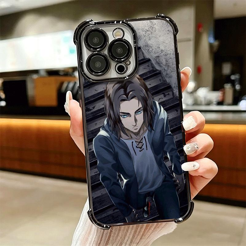 A-Attack On T-Titan Eren Yeager Plating Phone Case For Iphone 16 17 Pro Max Air 16E 14 15 Plus 12 13 Mini Anti-Fall Airabag Cove