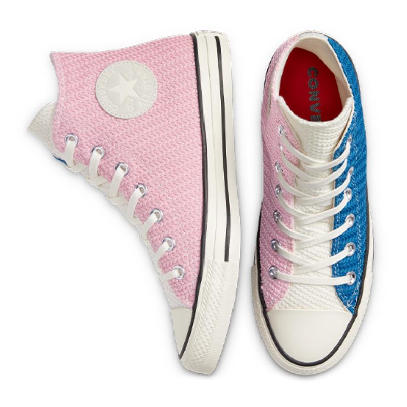 Converse Chuck Taylor All Star Everyday Versatile Non-Slip Abrasion Resistant High-Top Espadrilles Women's Blue Pink Stitching