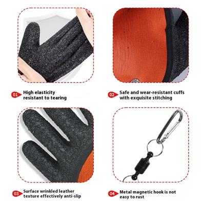 Nonslip Fishing Gloves With Magnetic Closure Waterproof Fishing Catching Gloves Professional Catches Fish Gloves