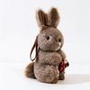 Plush Squirrel Plush Rabbit Keychain Fluffy Plush Bunny Bag Pendant  Car Key Ring