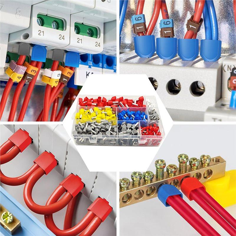 ABBP-Cord Pin End Terminal Dual Boot Lace Wire Ferrules 750Pcs Double Wire Ferrule Kit 8-22 AWG, Twin Ferrules Wire Connector