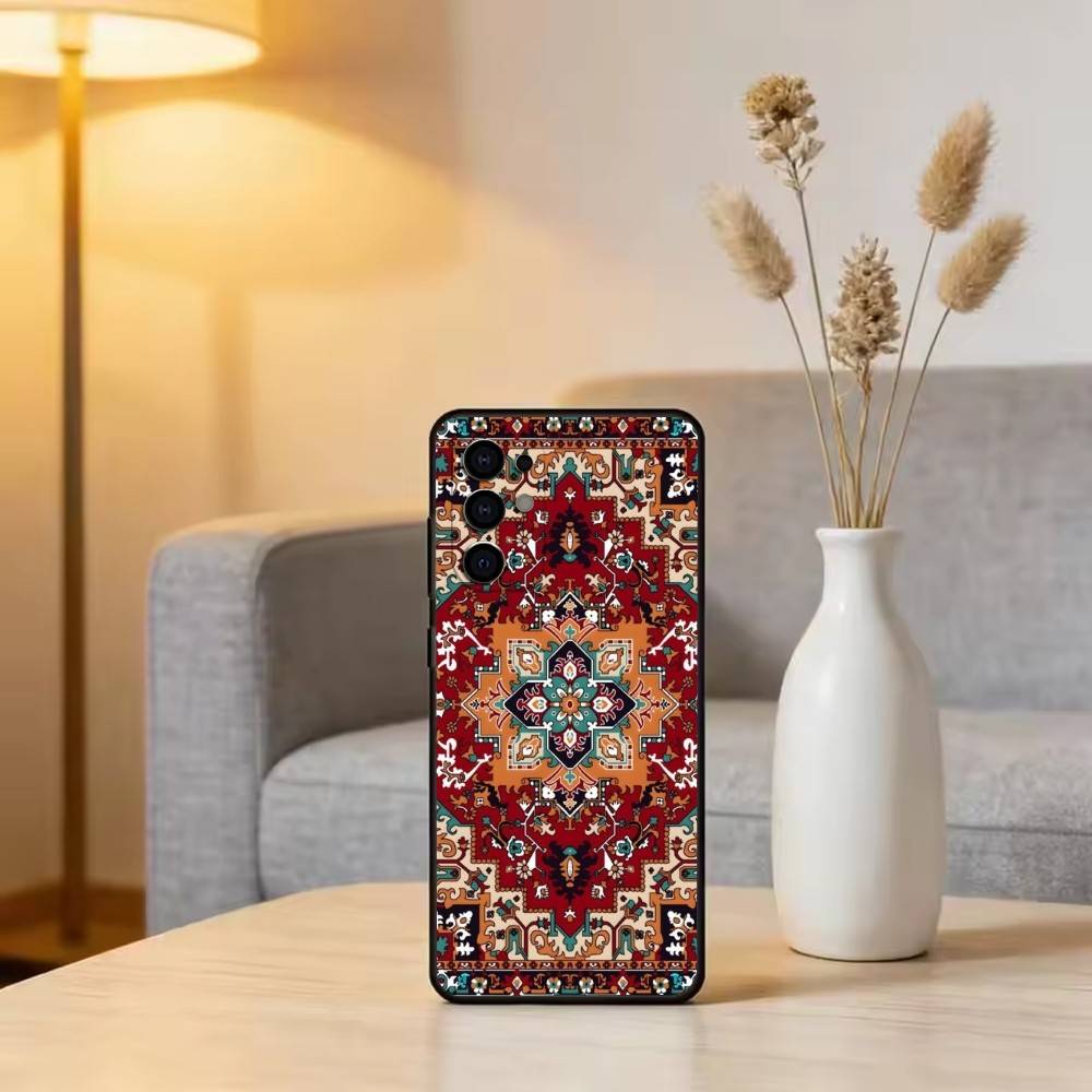 Vintage Persian Carpet Art Phone Case For Samsung S25,S24,S21,S22,S23,S30,Ultra,S20,Plus,Fe,Soft Silicone Black Cover