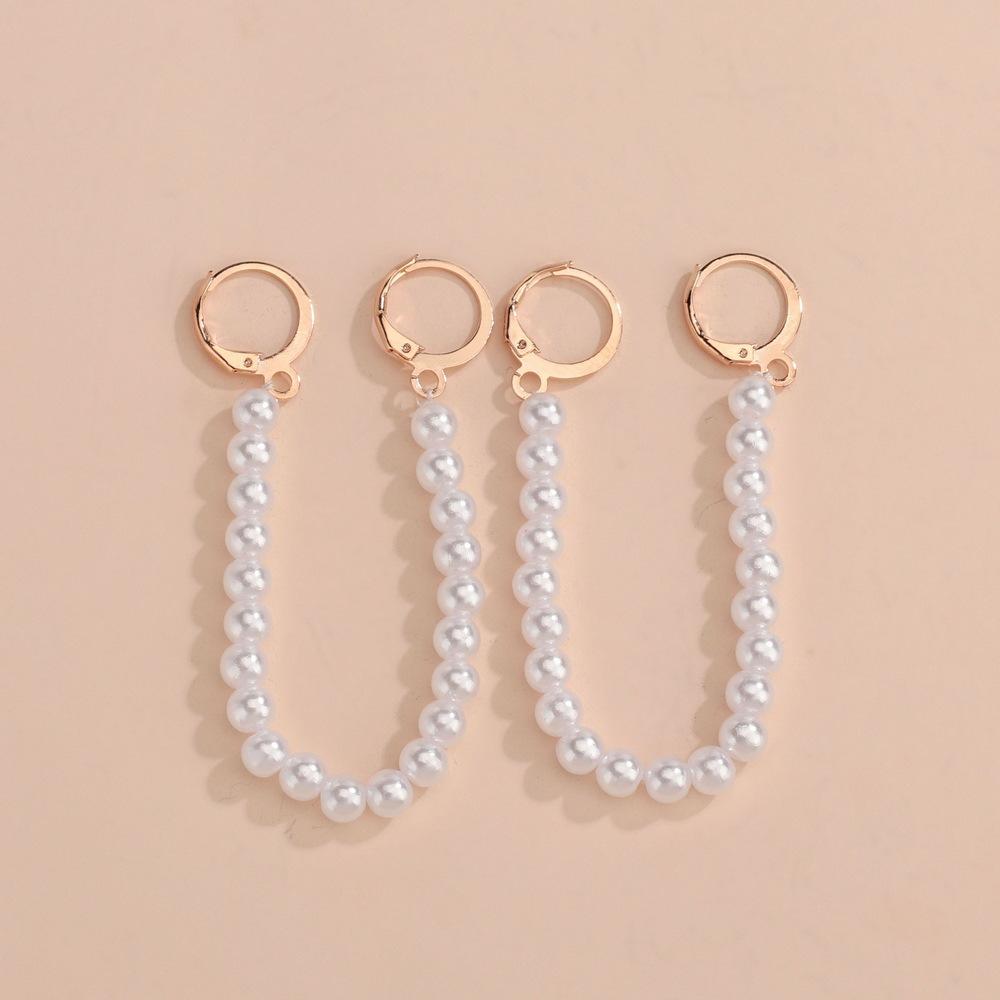 Stylish and elegant style pearl long ear clips, simple personalized earrings, suitable for women and girls commuting vacation