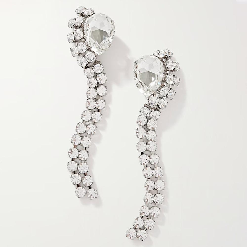 

Celebrity Temperament, Water Drop Earclips, High-End Sense, Exquisite Fringed Earrings, Women S Full Diamond Earrings, Earrings. серебряный