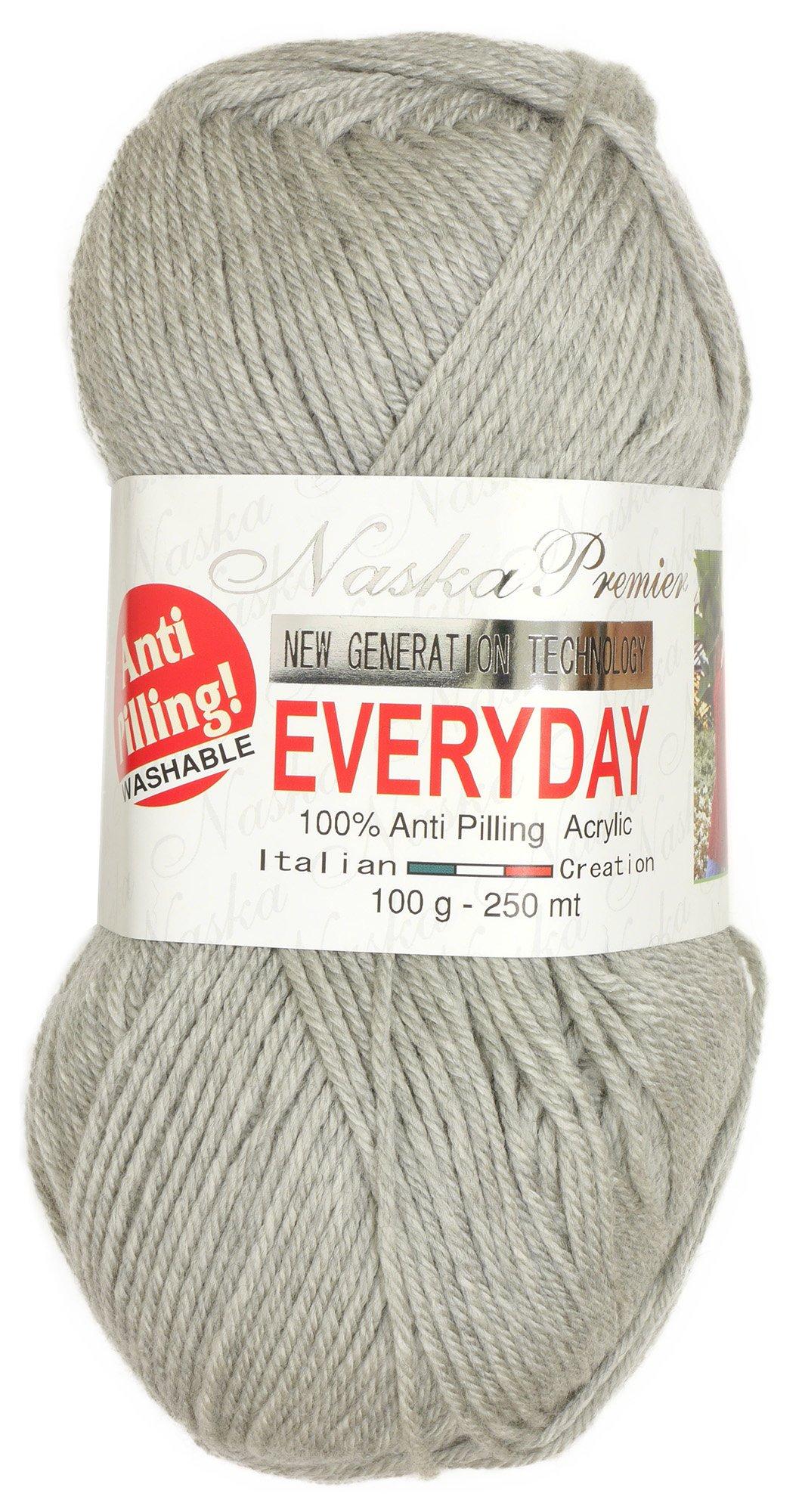 

NASKA Hand Knitting Everyday Medium Color Pack of Yarn, Solid, Weight, 30, Gray, Approx. 100g, 250m, 5, N-53