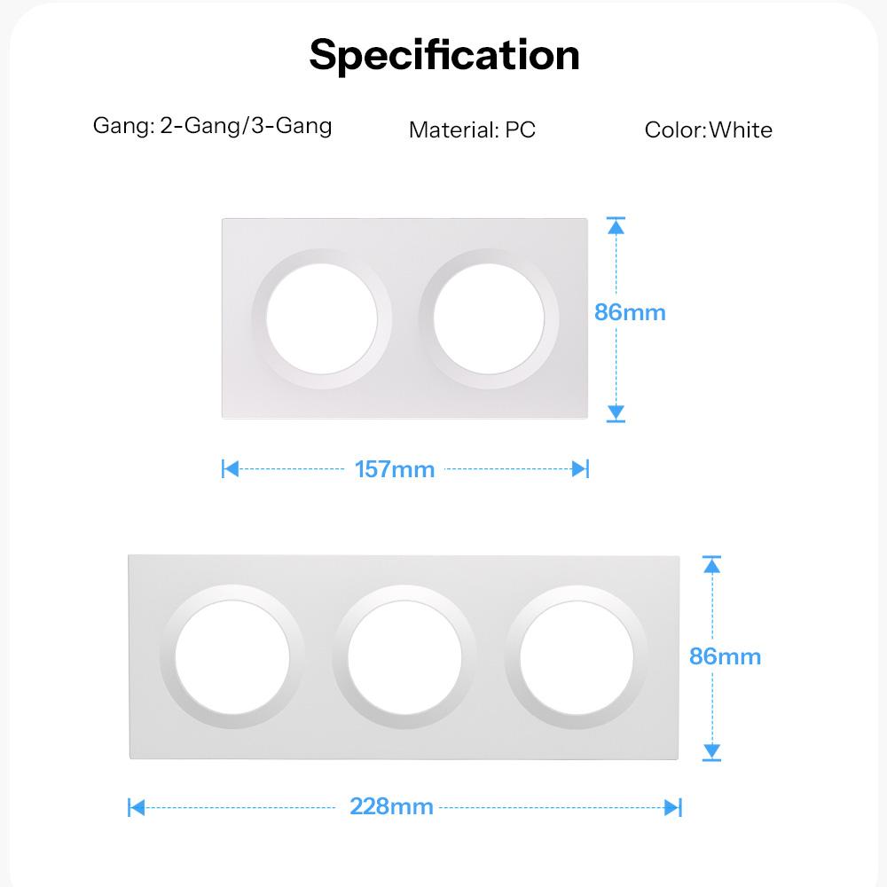 SONOFF EF2G 2-Gang Wall Switch Frame Plastic Junction Box Module Enclosure, 157x86mm
